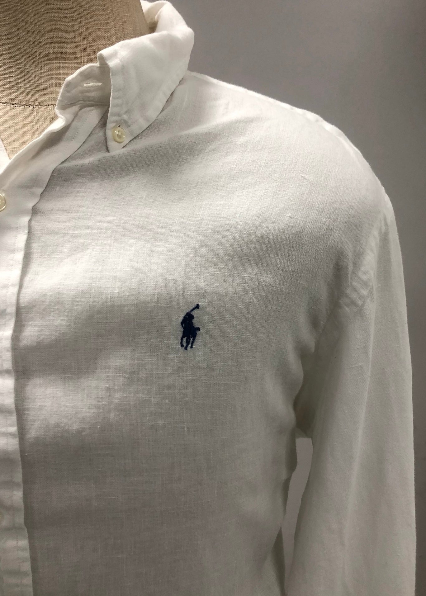 Camisa Polo Ralph Lauren 🏇🏼 de Lino en color blanco Talla XL Entalle Clásico