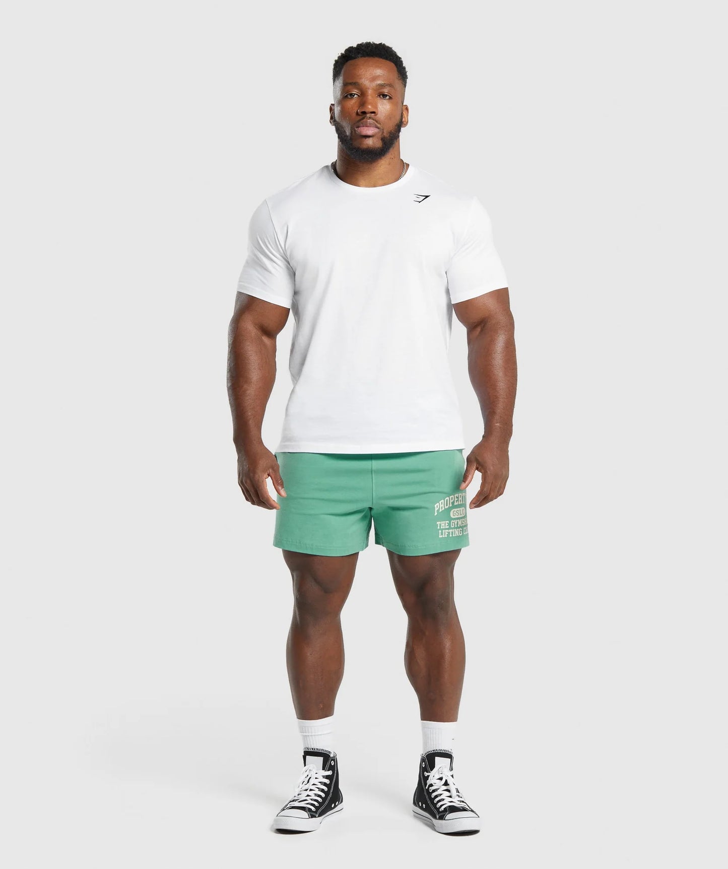 Short Lounge Gymshark 🏋🏼‍♂️ color verde claro y logo en blanco Talla S y M