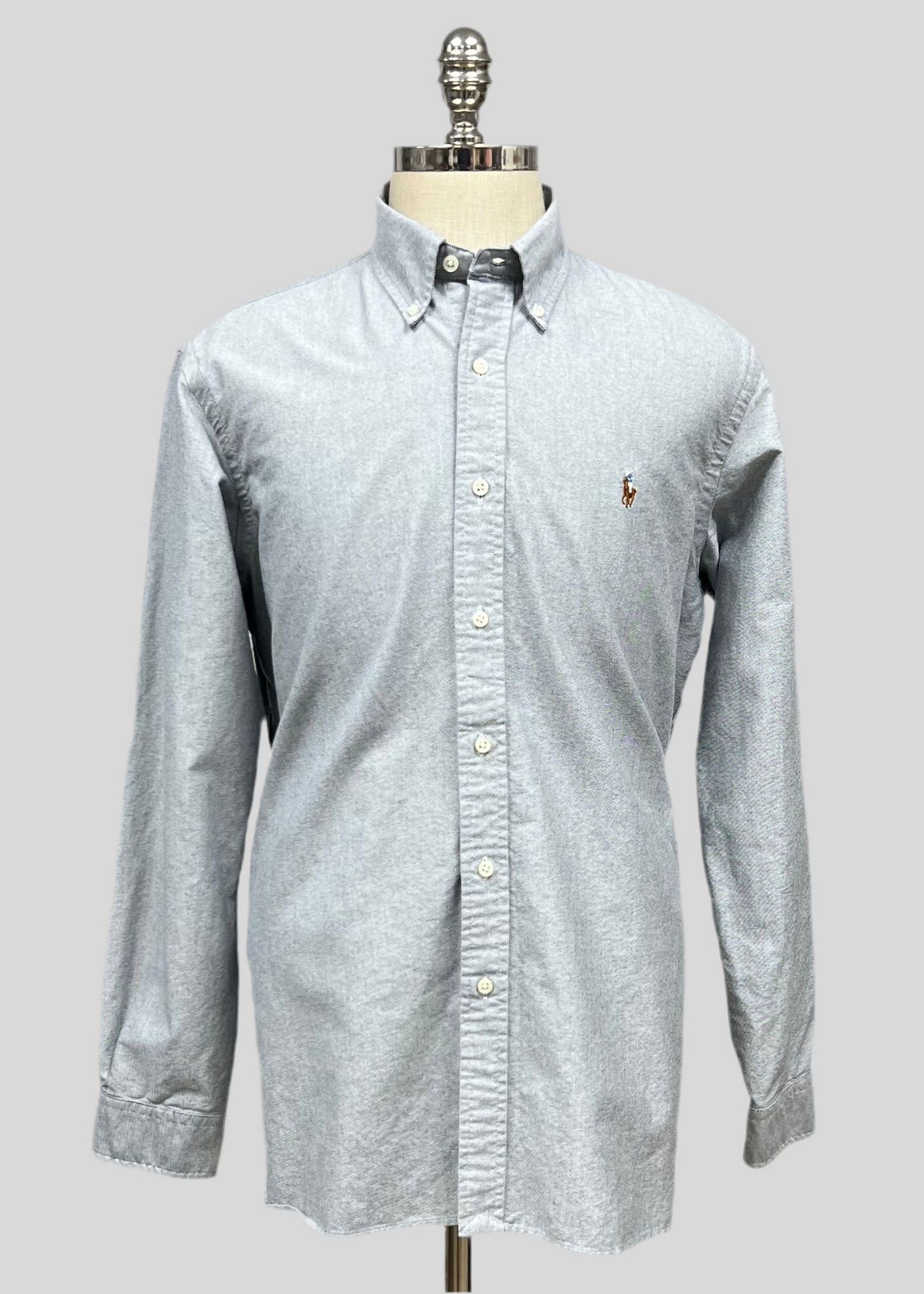 Camisa de botones Polo Ralph Lauren 🏇🏼 Oxford en color gris claro Talla L Entalle Clásico (ver descripción)