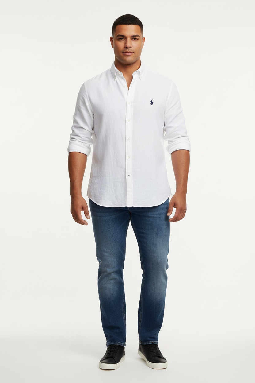 Camisa Polo Ralph Lauren 🏇🏼 de Lino en color blanco Talla XL Entalle Clásico