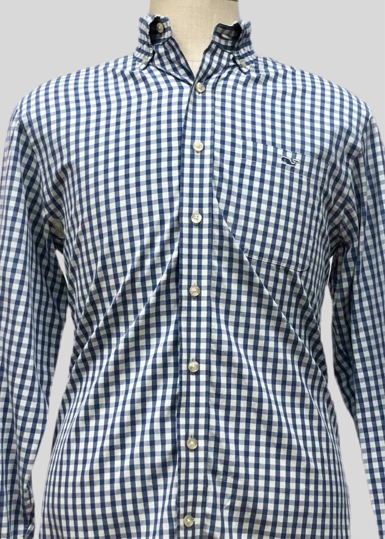 Camisa de botones Vineyard Vines 🐳 de cuadros en color azul, y blanco Talla M Entalle Regular (ver descripción)