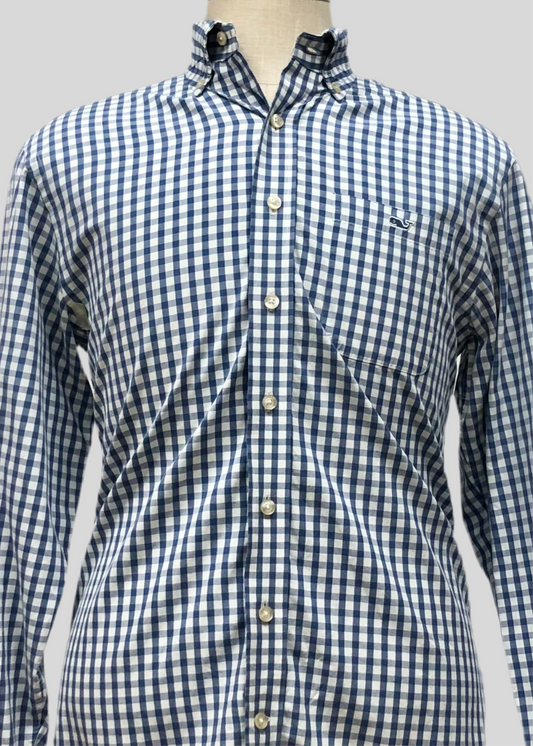 Camisa de botones Vineyard Vines 🐳 de cuadros en color azul, y blanco Talla M Entalle Regular (ver descripción)