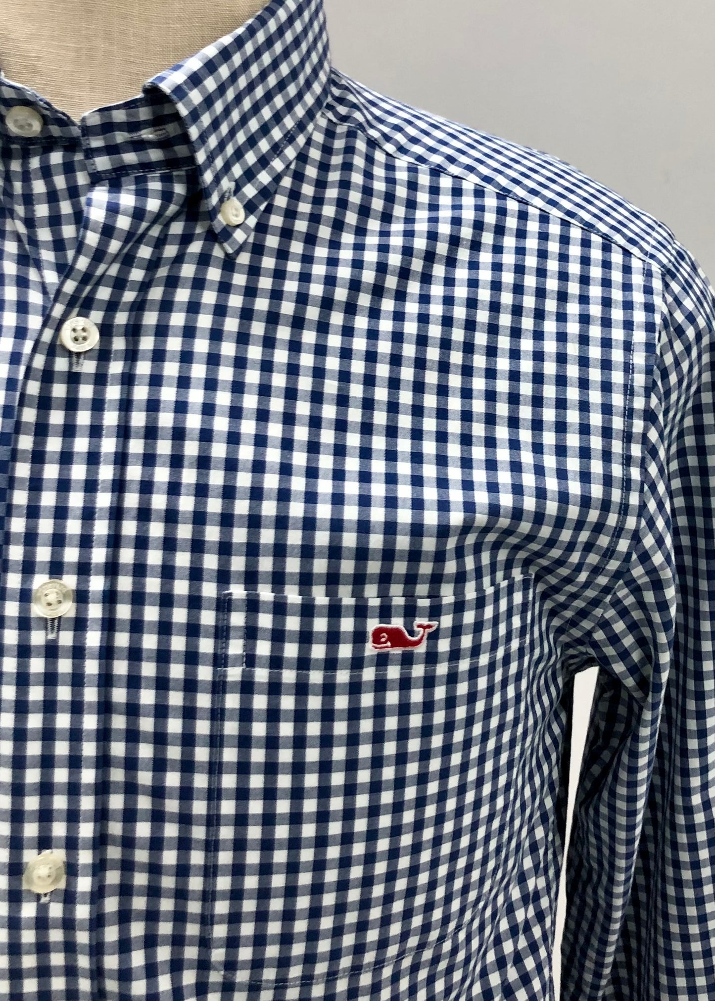 Camisa de botones Vineyard Vines 🐳 de cuadros gingham en color azul y blanco Talla S Entalle Slim Fit
