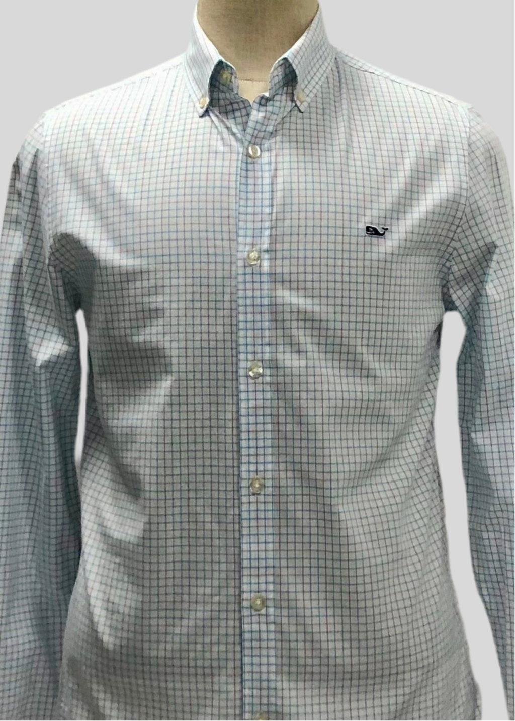 Camisa de botones Vineyard Vines 🐳 color blanco de cuadros en color rojo y azul Talla S Entalle Slim Fit