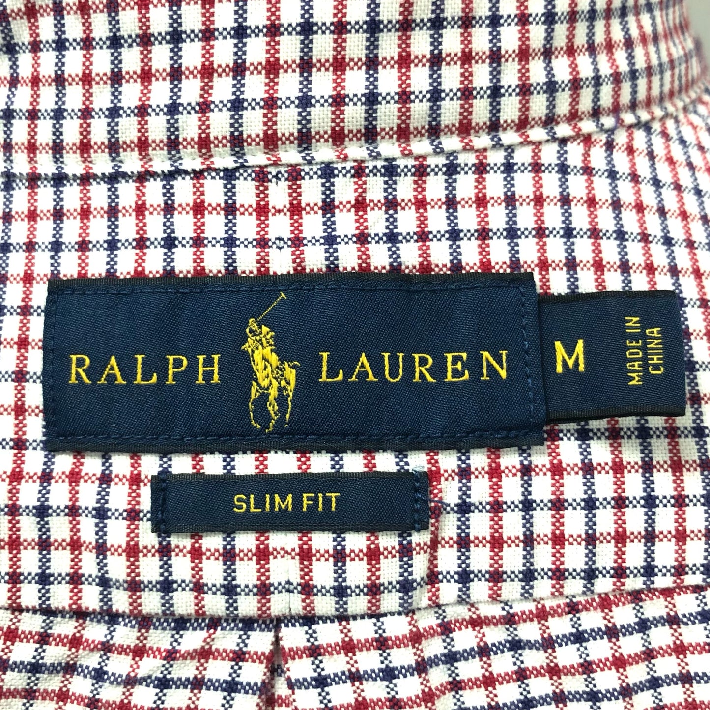 Camisa de botones Polo Ralph Lauren 🏇🏼 Oxford color blanco de cuadros rojo y azul navy Talla M Entalle Slim Fit