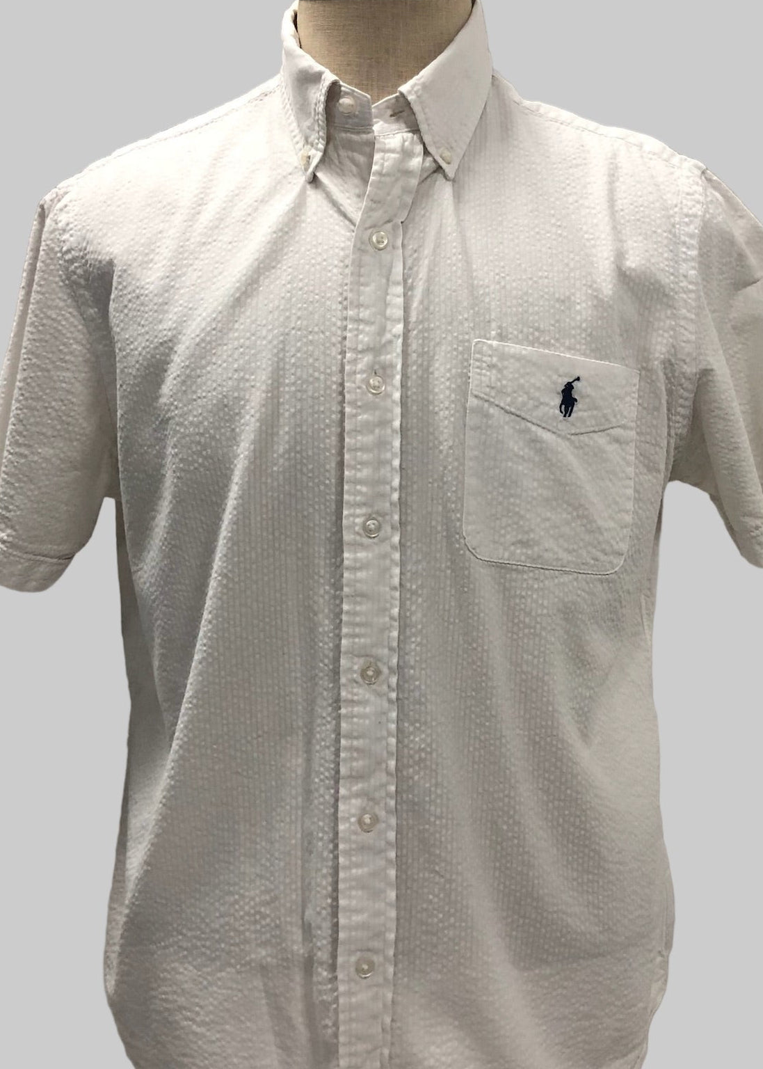 Camisa de botones Polo Ralph Lauren 🏇🏼 Color blanco Seersucker Talla L Entalle Regular