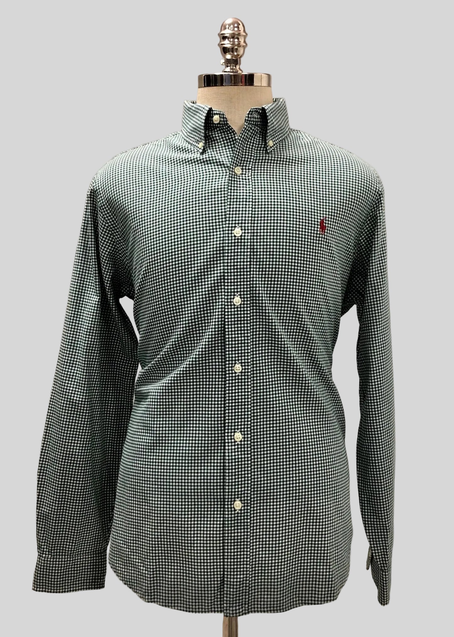 Camisa de botones Polo Ralph Lauren 🏇🏼 de cuadros gingham verde oscuro y blanco Talla L Entalle Regular