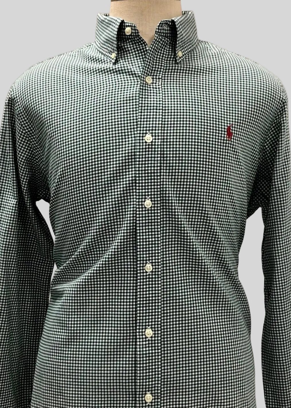 Camisa de botones Polo Ralph Lauren 🏇🏼 de cuadros gingham verde oscuro y blanco Talla L Entalle Regular
