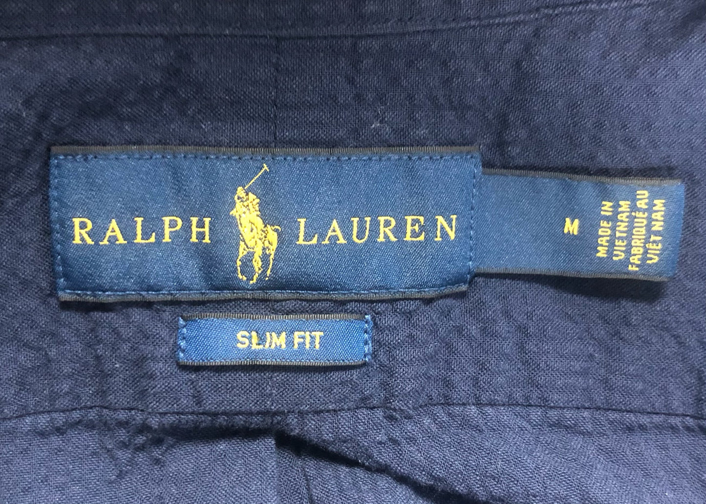 Camisa Polo Ralph Lauren 🏇🏼 Seersucker Color azul navy Talla M Entalle Slim Fit