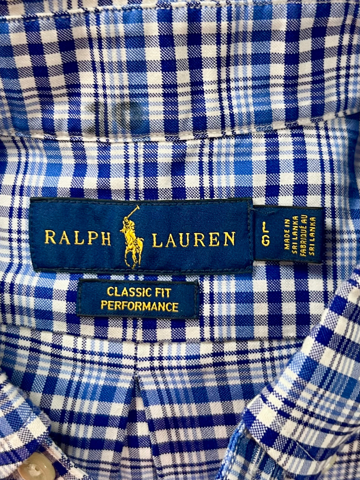 Camisa Polo Ralph Lauren 🏇🏼 de cuadros tartán azul navy y blanco Talla L Entalle Clásico