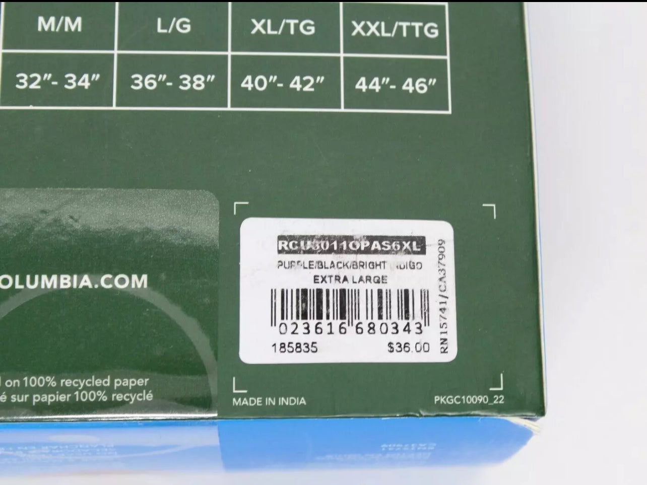 Combo de 3 Boxers Briefs Columbia 🔷 Tela de algodón stretch color morado, azul y gris Talla XL