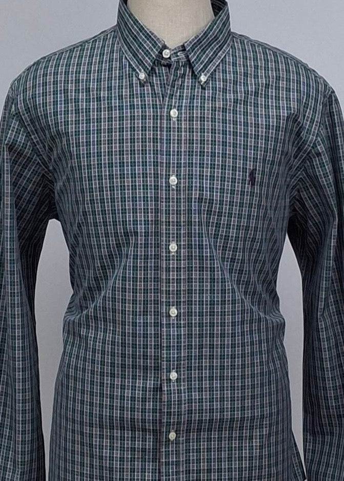 Camisa de botones Polo Ralph Lauren 🏇🏼 con cuadros en color verde, morado y blanco Talla XL Entalle Regular