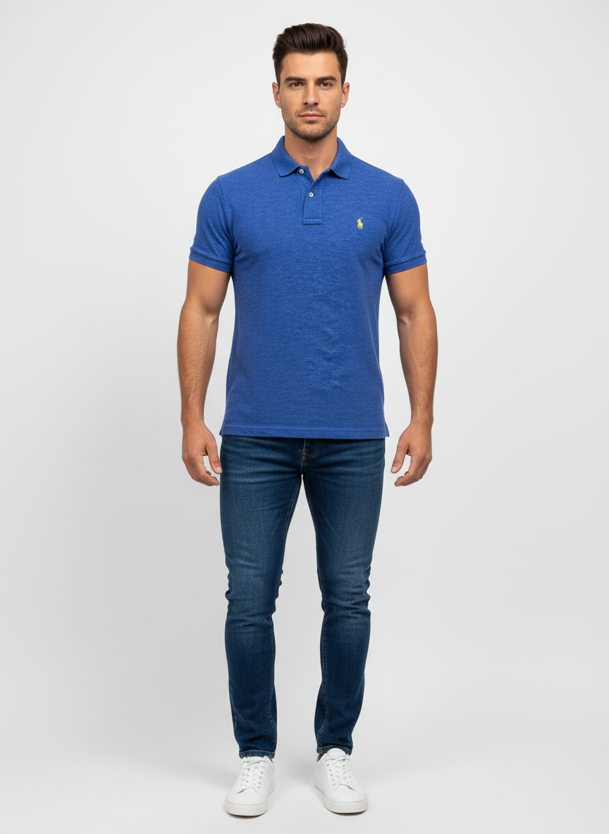 Camiseta Polo Ralph Lauren 🏇🏼 color azul y logo amarillo Talla S Entalle Clásico