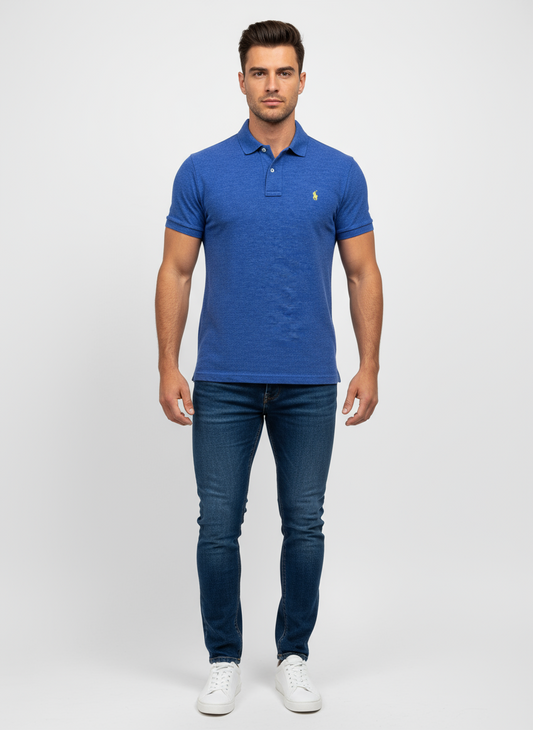 Camiseta Polo Ralph Lauren 🏇🏼 color azul y logo amarillo Talla S Entalle Clásico