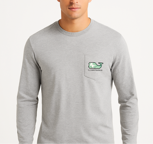 Camiseta de bolsillo Vineyard Vines 🐳 color gris con Diseño de Camuflaje Talla Small