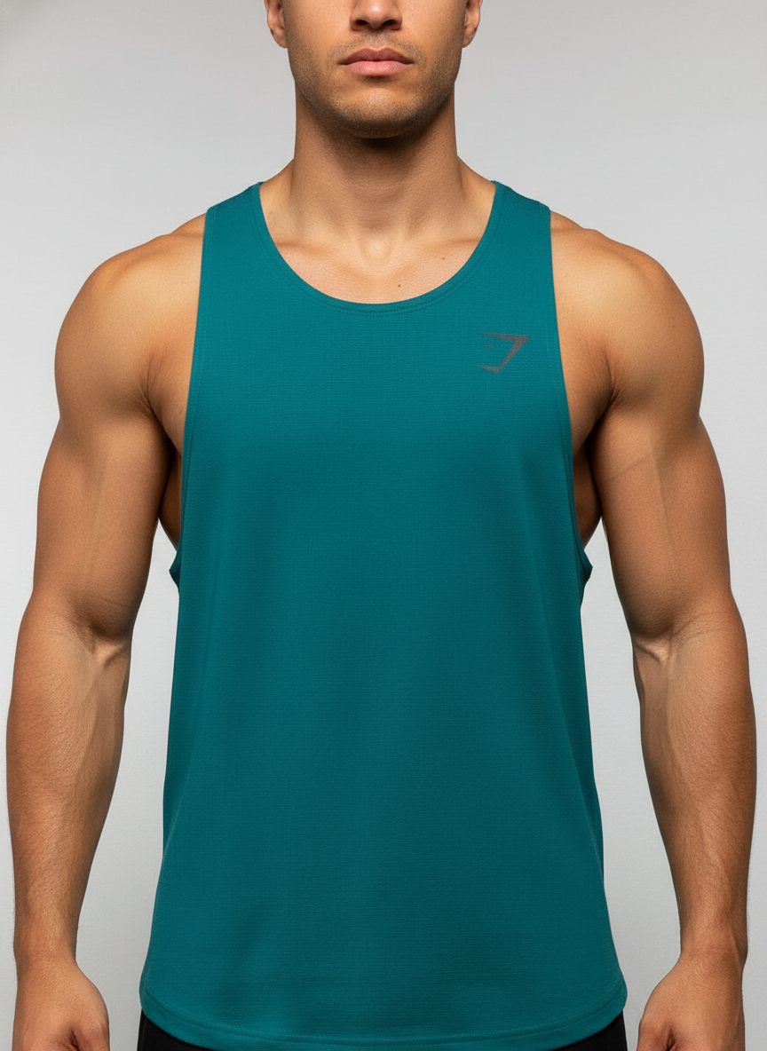 Camiseta de entrenamiento sin mangas Gymshark 🏋🏽 color verde esmeralda y logo en negro Talla M