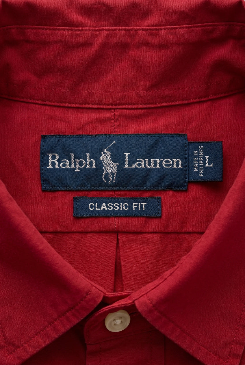 Camisa de botones Polo Ralph Lauren 🏇🏼 Oxford Big Pony en color rojo Talla L Entalle Clásico