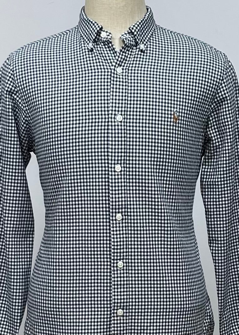 Camisa Polo Ralph Lauren 🏇🏼 Oxford con patron de cuadros gingham negro y blanco Talla L Entalle Slim Fit