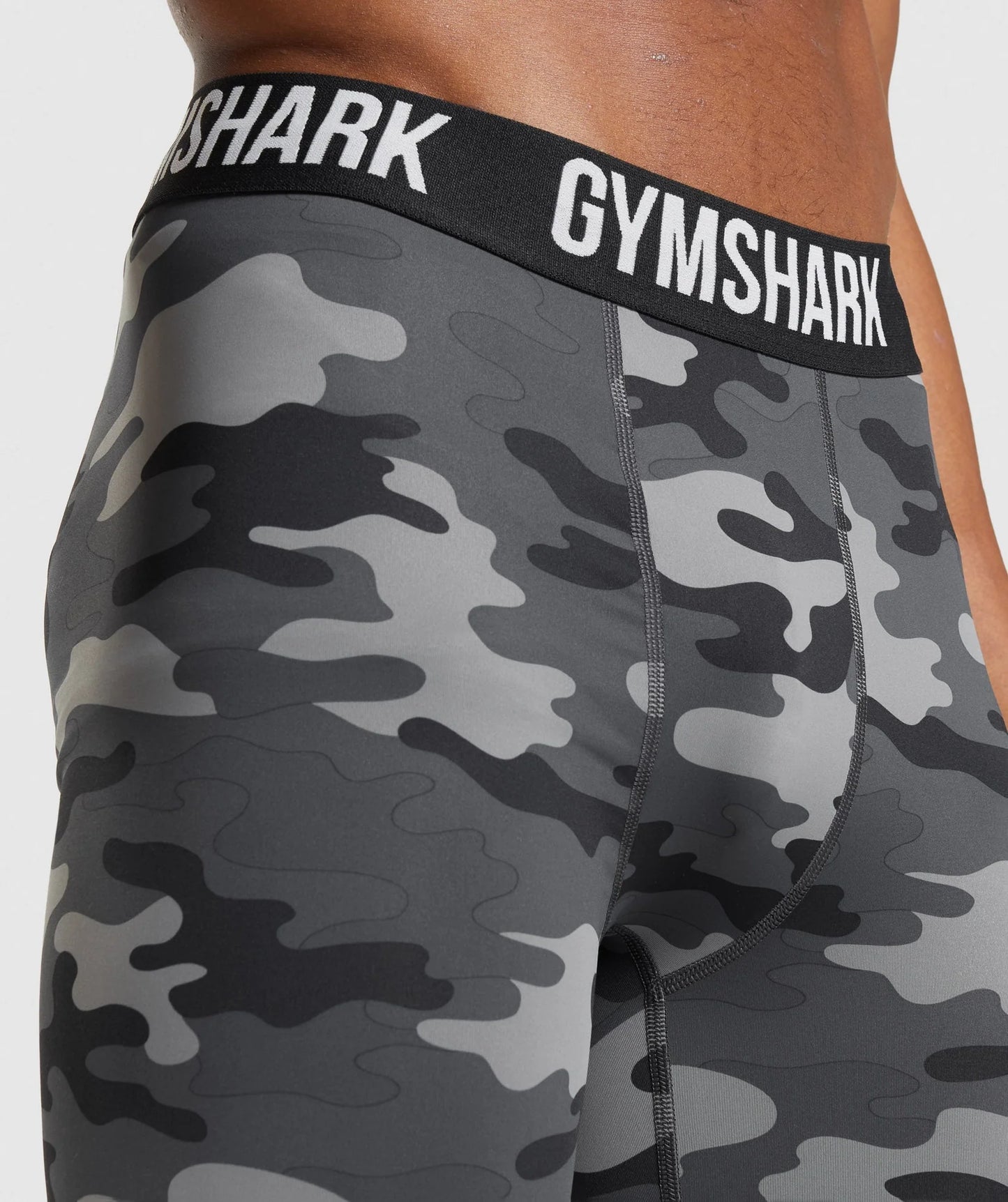 Short Deportivo de compresión Gymshark 🏋🏼‍♂️ Baselayer Tela performance Diseño de camuflaje en color gris y negro talla S y M