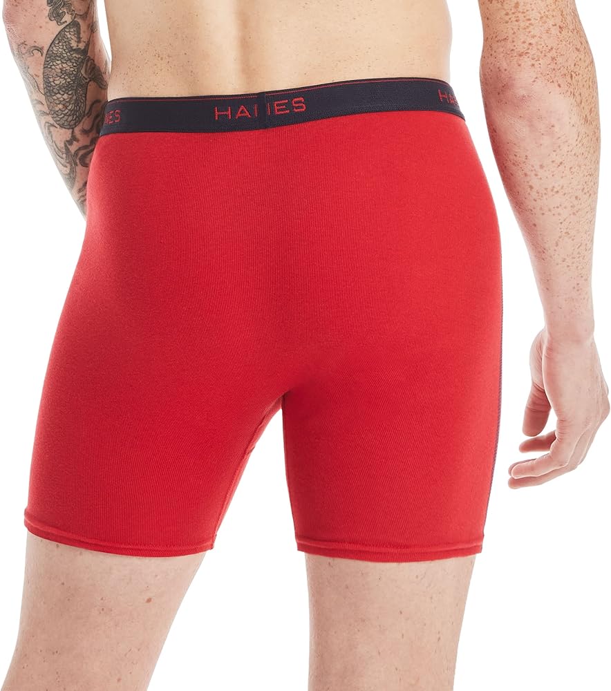 Paquete de 3 Calzoncillos tipo Boxer Hanes de Tela soft en color rojo, gris y celeste - en Talla XL