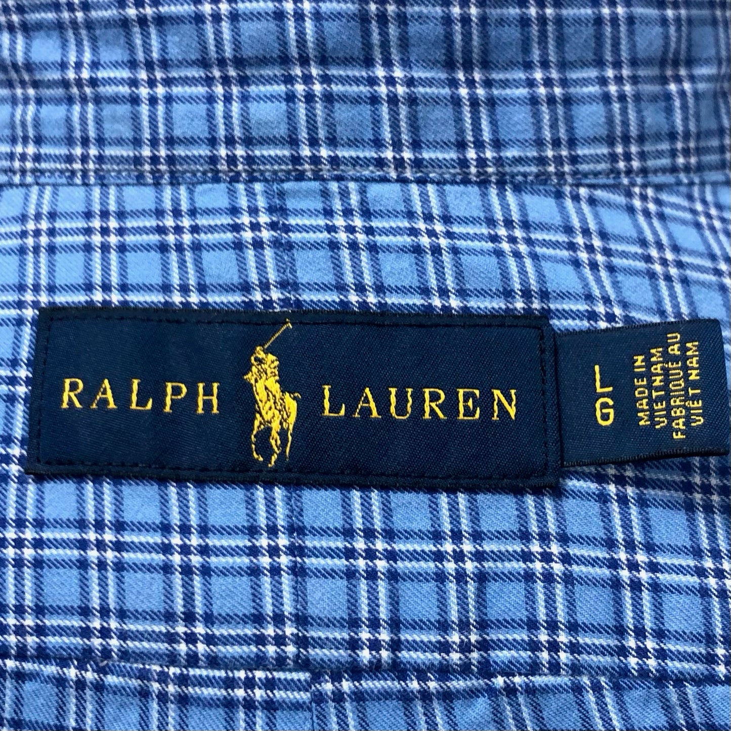 Camisa de botones Polo Ralph Lauren 🏇🏼 color azul de cuadros en color azul navy y blanco Talla L Entalle Regular