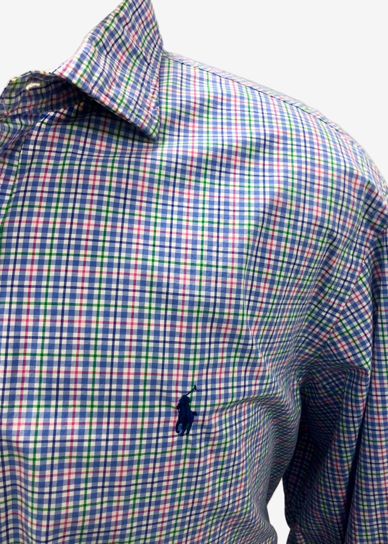 Camisa Polo Ralph Lauren 🏇🏼 color blanco con patron de cuadros rosado, verde y celeste Talla XXL Entalle Regular