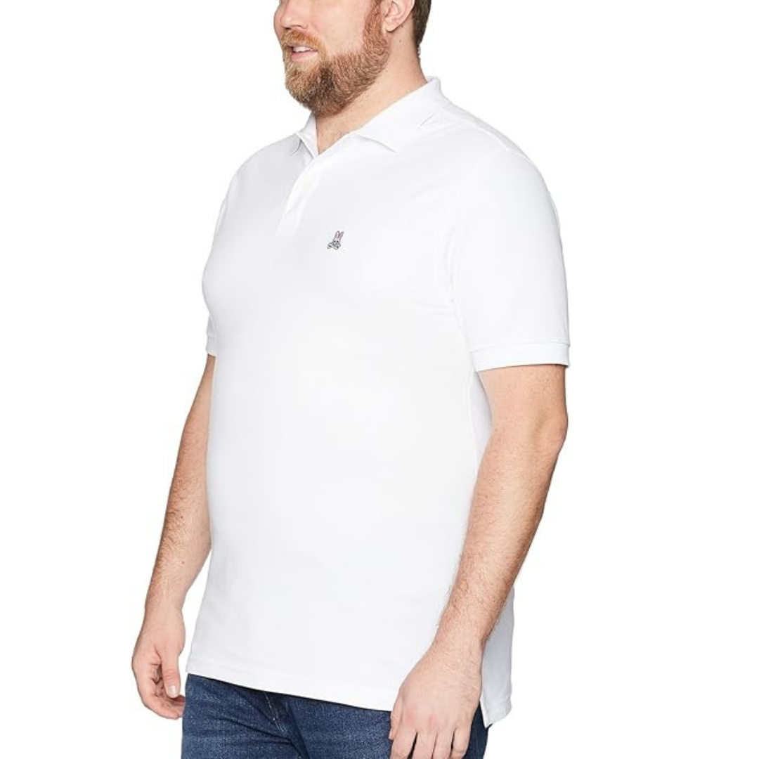 Camiseta Polo Psycho Bunny 🐰  color blanco clásico Talla 5XL Entalle Regular
