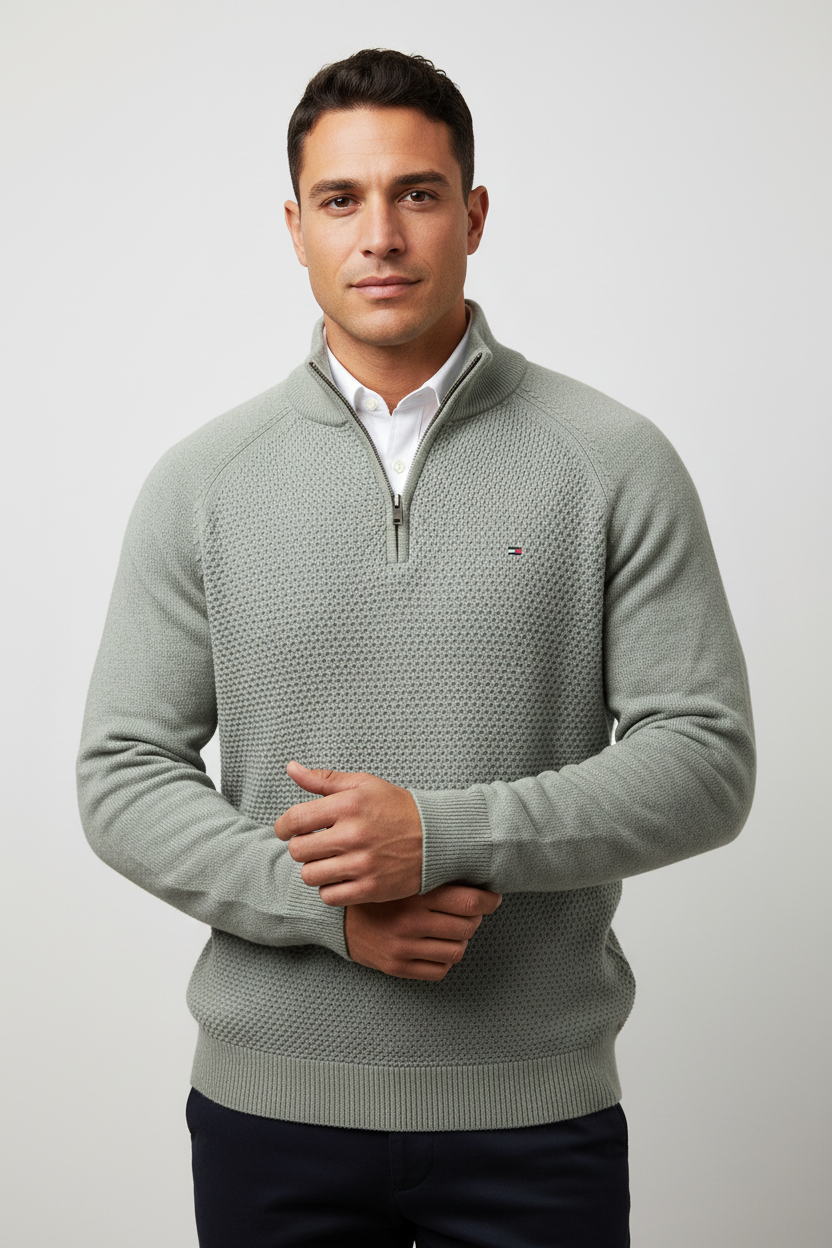 Sueter Jersey Tommy Hilfiger 🇺🇸 Color gris claro Tela algodón Talla L