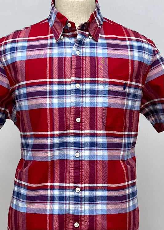 Camisa Polo Ralph Lauren 🏇🏼 Oxford con patron de cuadros en color rojo, azul y blanco Talla XXL Entalle Regular