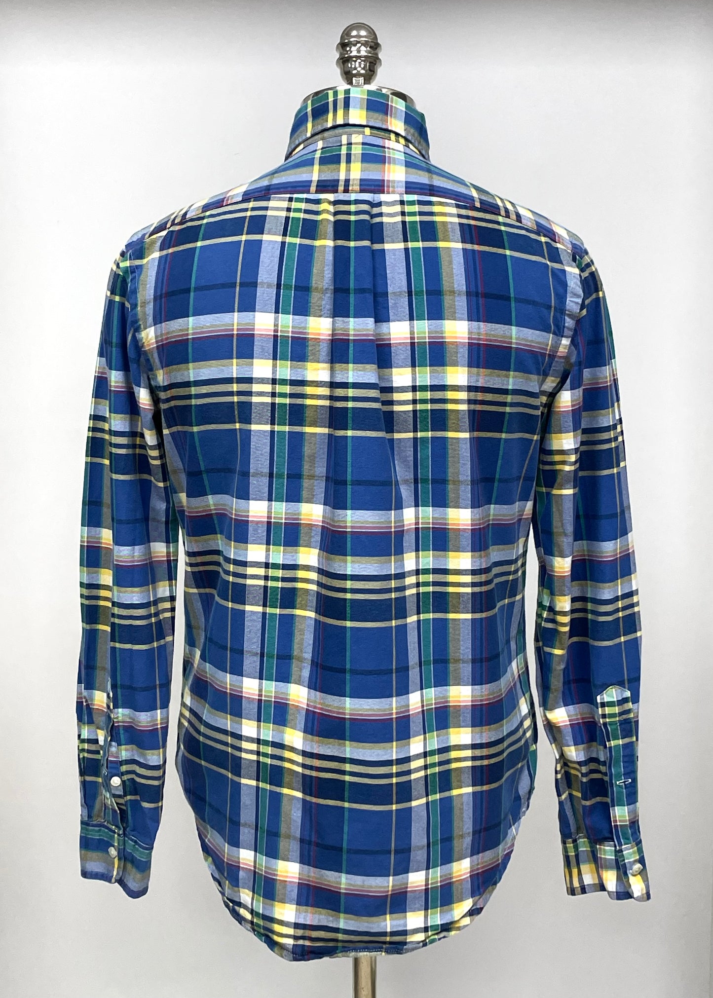 Camisa de botones Polo Ralph Lauren 🏇🏼 Oxford color azul de cuadros blanco, verde y amarillo Talla L Entalle Regular