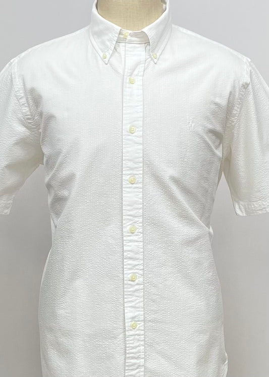 Camisa Polo Ralph Lauren 🏇🏼 Color blanco Seersucker Talla L Entalle Regular