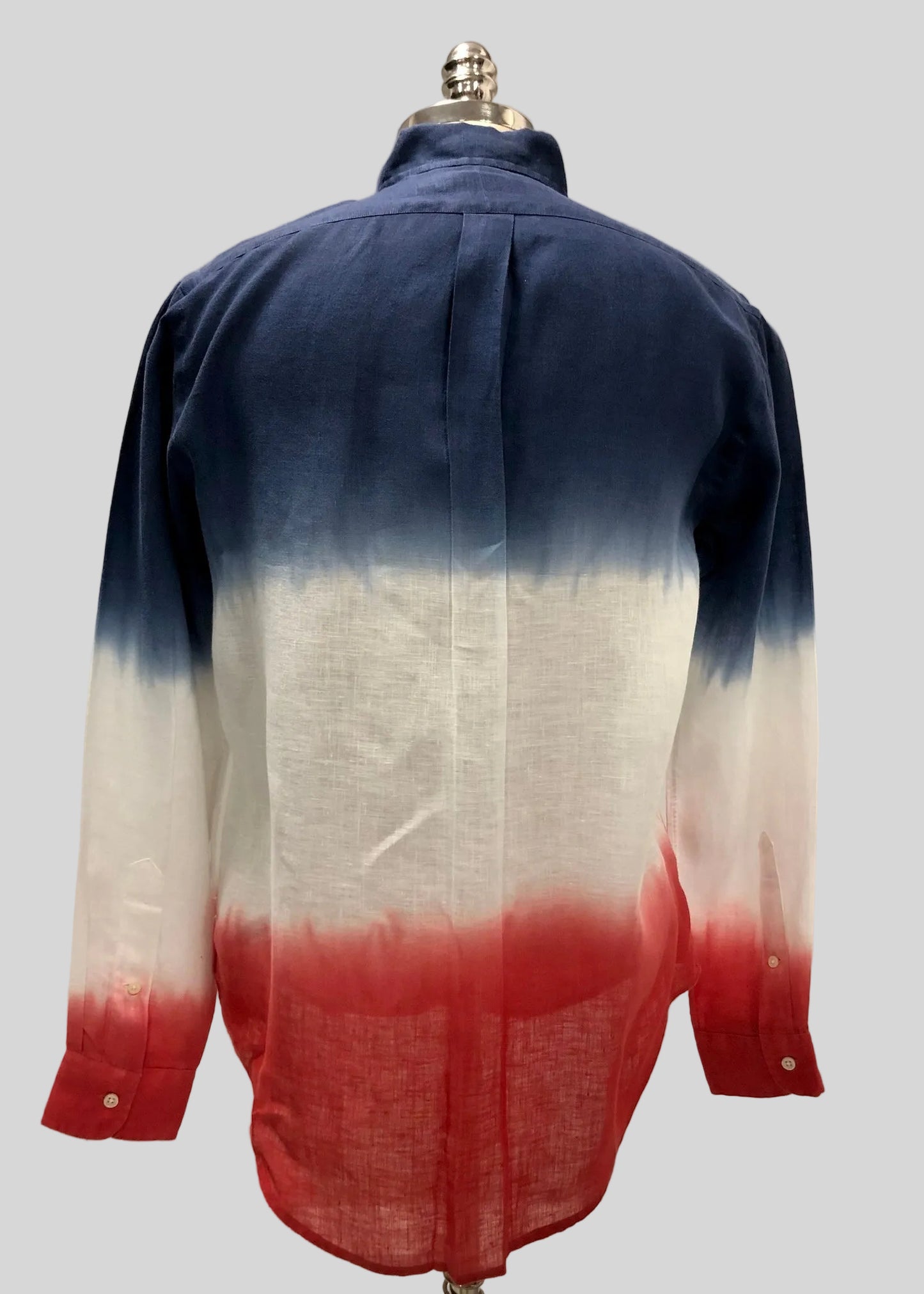 Camisa de botones Polo Ralph Lauren 🏇🏼 De Lino con diseño degradado en color azul, blanco y rojo Talla S Entalle Regular