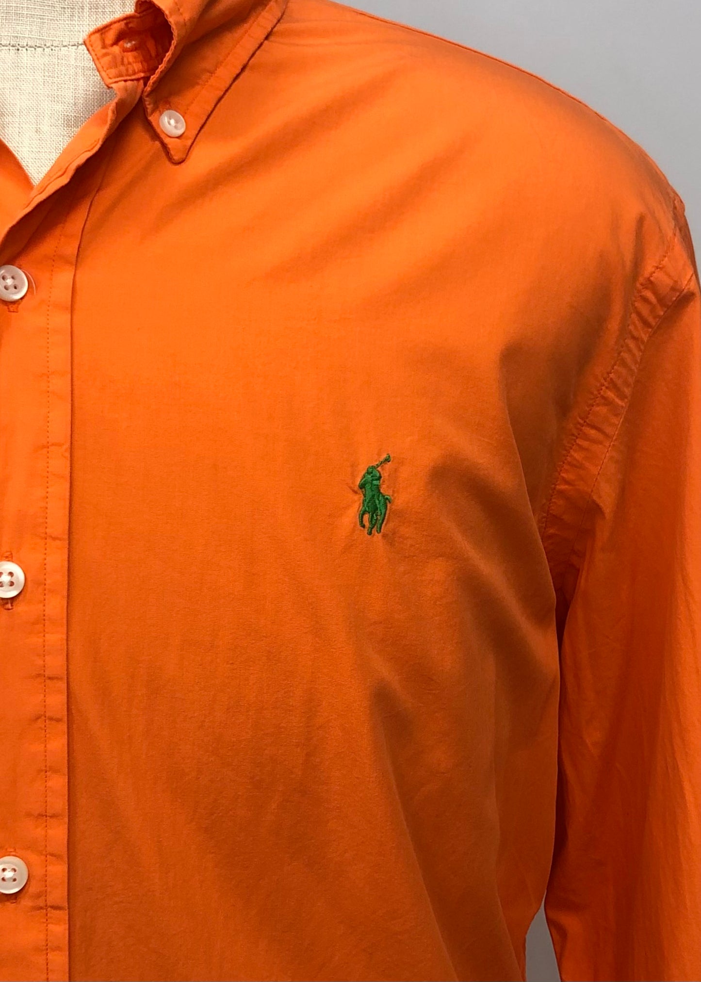 Camisa de botones Polo Ralph Lauren 🏇🏼 Bermuda Poplin en color naranja Talla XL Entalle Regular