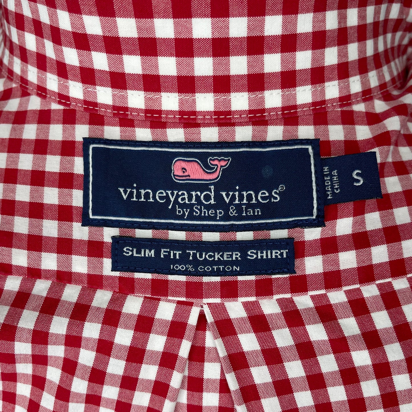 Camisa Vineyard Vines 🐳 con patron de cuadros gingham en color rojo y blanco Talla S Entalle Slim Fit