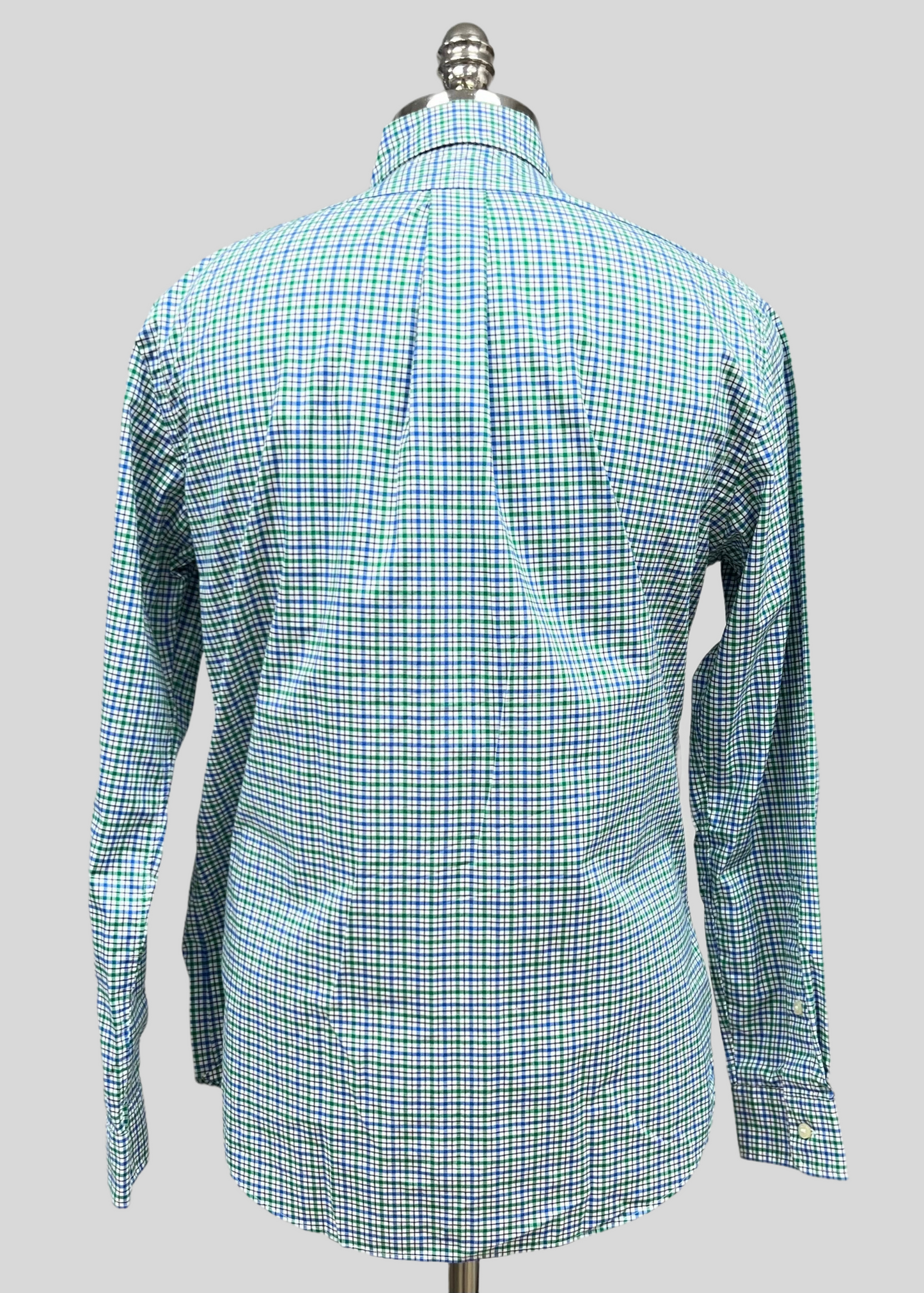 Camisa Polo Ralph Lauren 🏇🏼 color blanco con patrón de cuadros gingham azul y verde Entalle Regular S