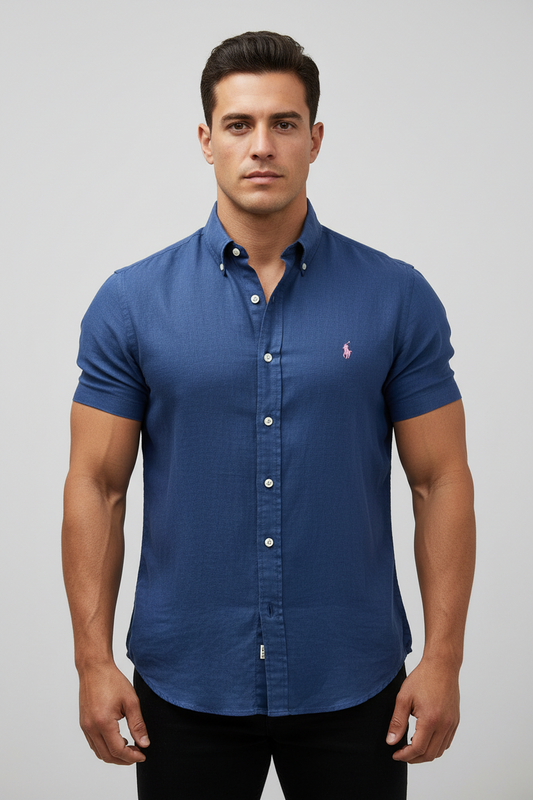 Camisa de botones Polo Ralph Lauren 🏇🏼 De Lino en color azul Talla M Entalle Clásico