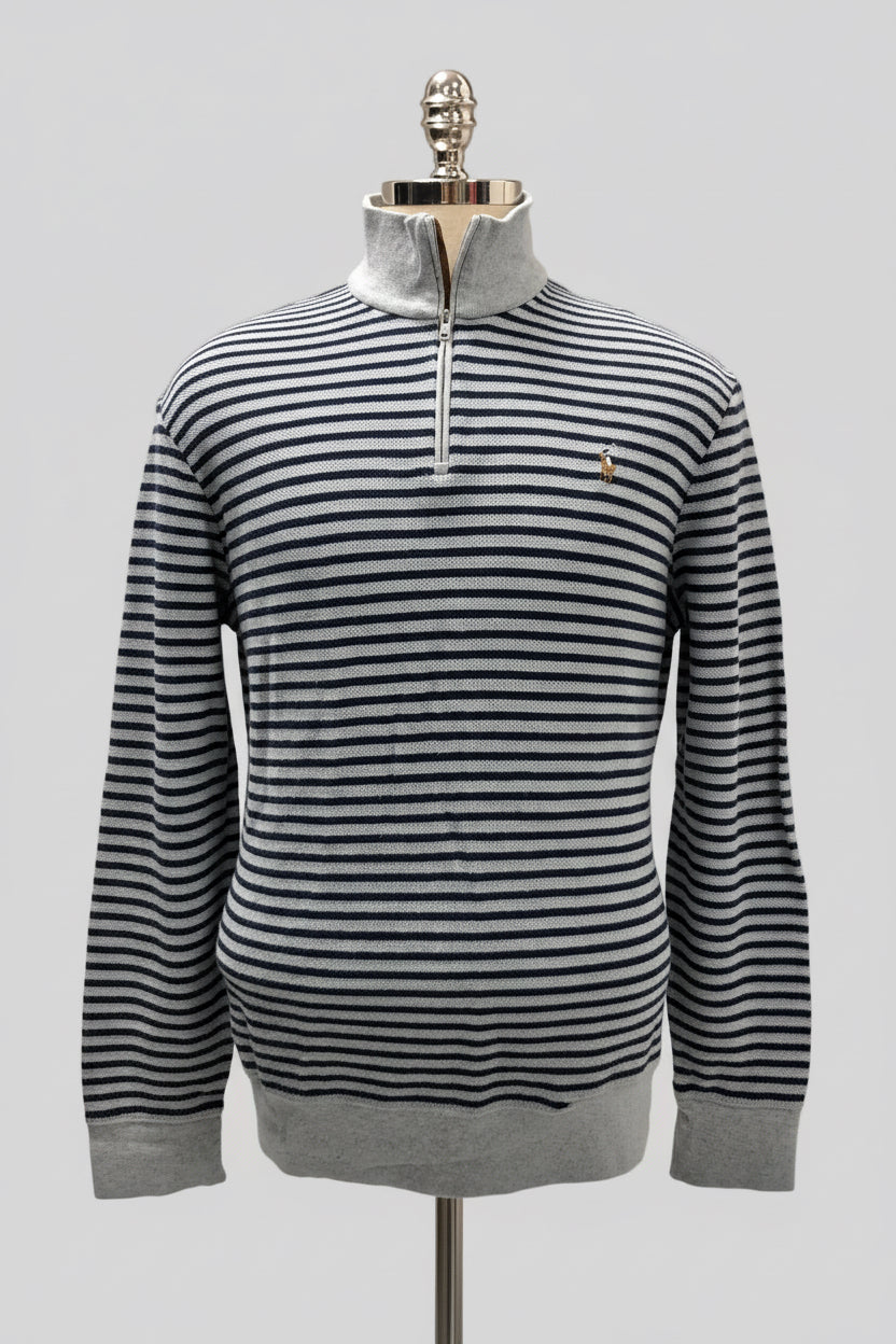 Sueter Jersey Polo Ralph Lauren 🏇🏼 color gris claro con rayas negras Talla XL