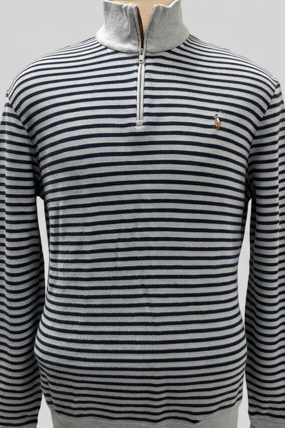Sueter Jersey Polo Ralph Lauren 🏇🏼 color gris claro con rayas negras Talla XL