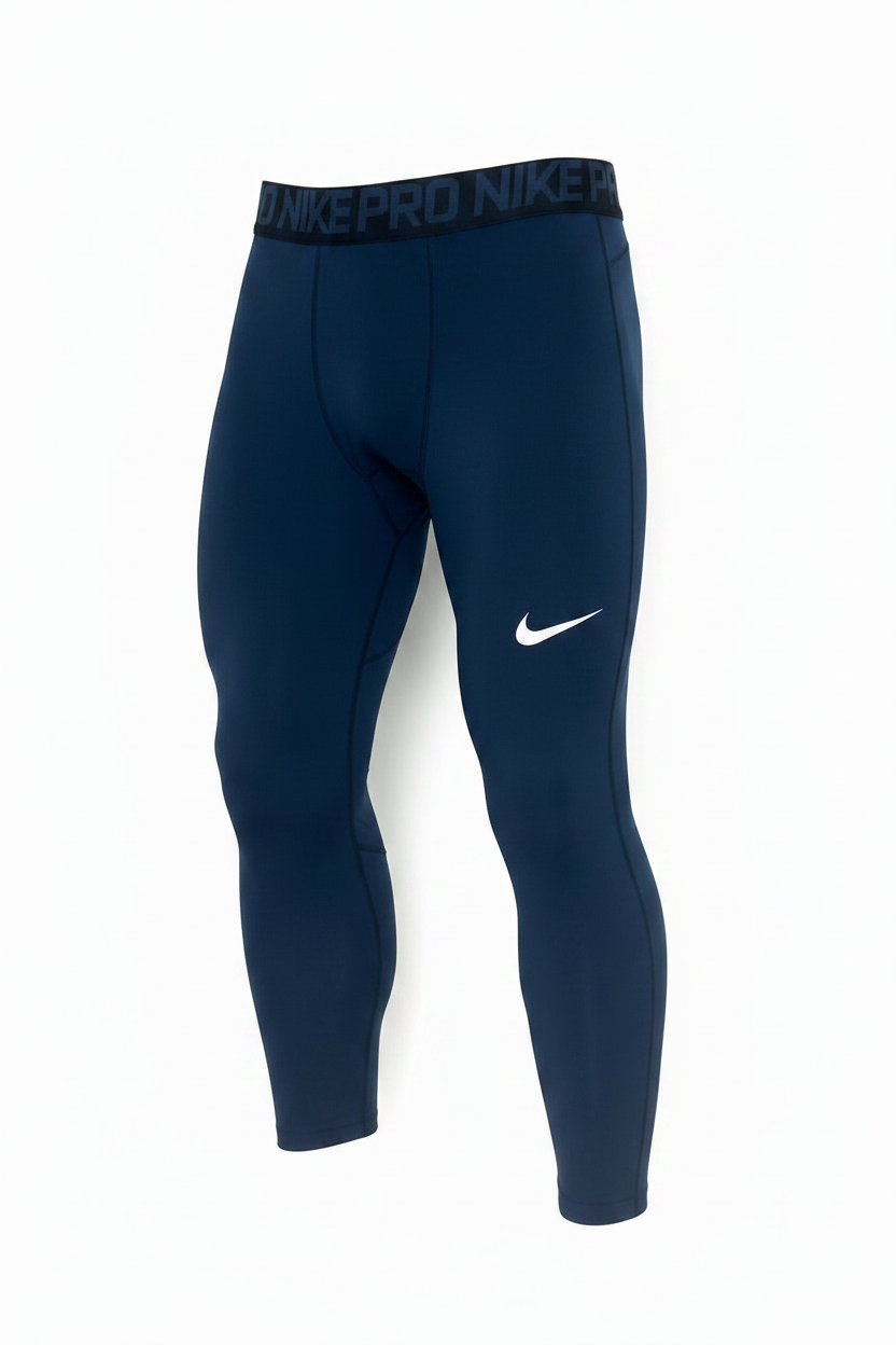 Malla de entrenamiento licra Nike ✔️ Pro Dri-FIT de 3/4 de largo para hombre en Color azul navy cintura negro Talla L