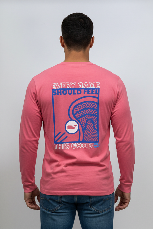 Camiseta de bolsillo Vineyard Vines 🐳 color rosado con Diseño Every Game Talla Small