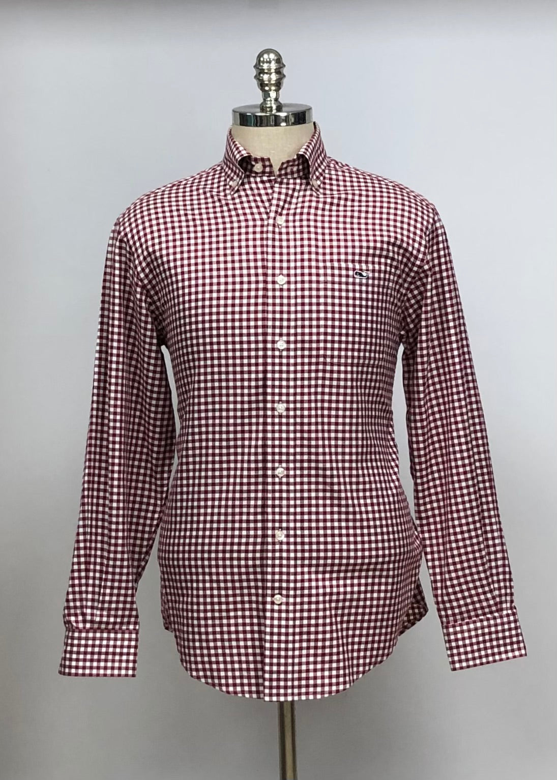 Camisa Vineyard Vines 🐳 con patron de cuadros gingham en color rojo oscuro y blanco Talla S Entalle Regular