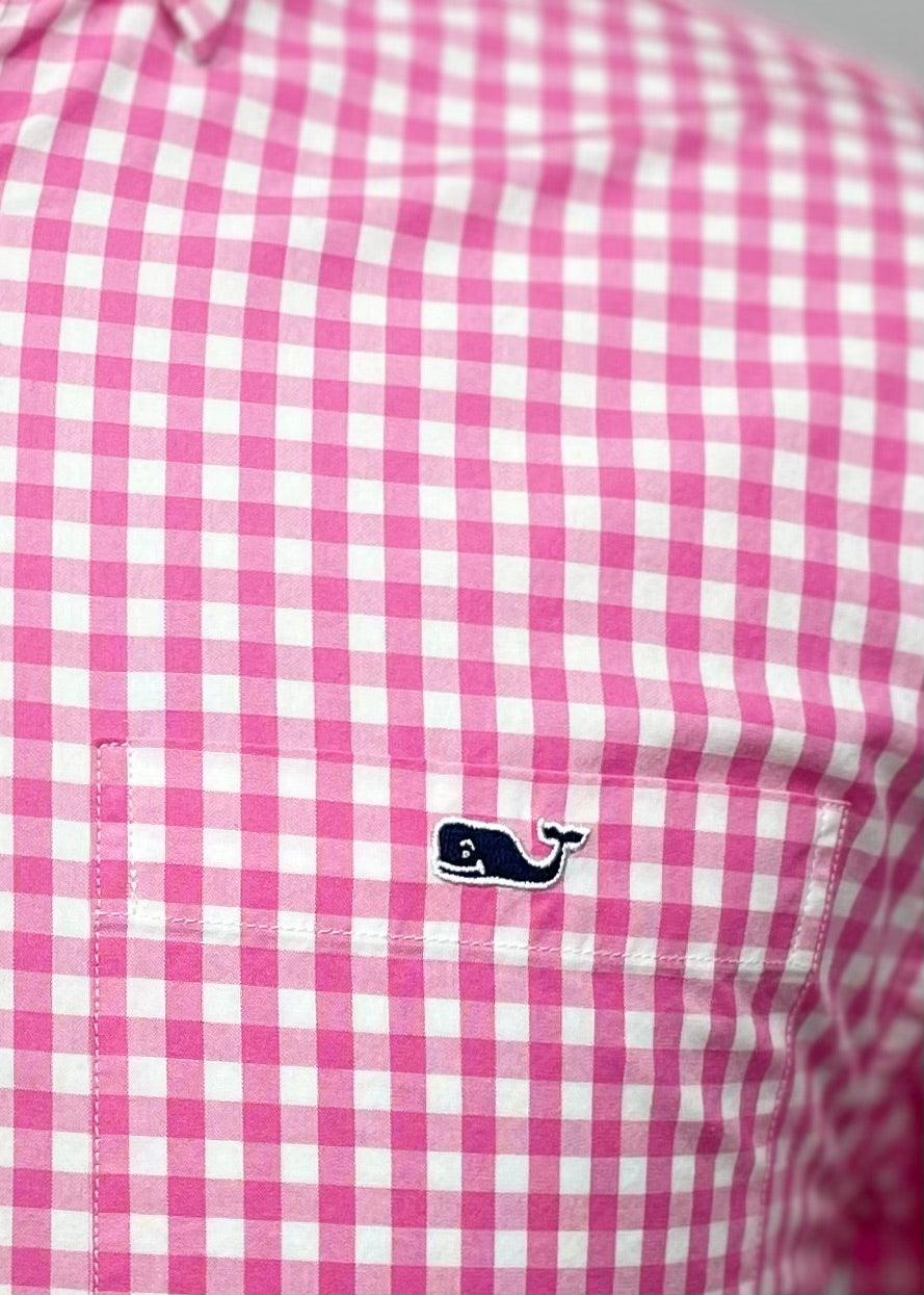 Camisa de cuadros Vineyard Vines 🐳 de cuadros gingham en color rosado y blanco Talla S Entalle Clásico