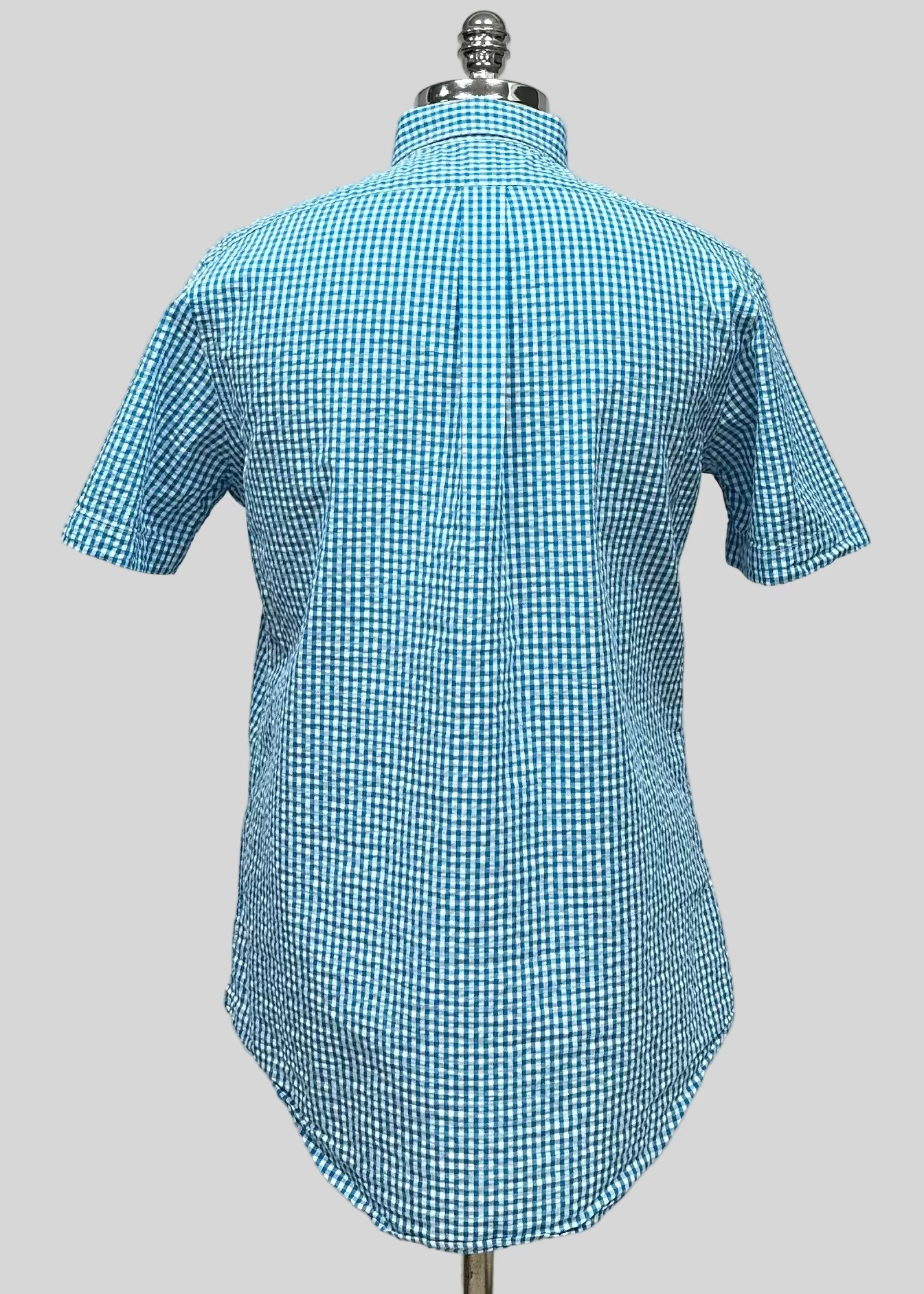 Camisa Polo Ralph Lauren 🏇🏼 Seersucker de cuadros en turquesa y blanco Talla M Entalle Regular