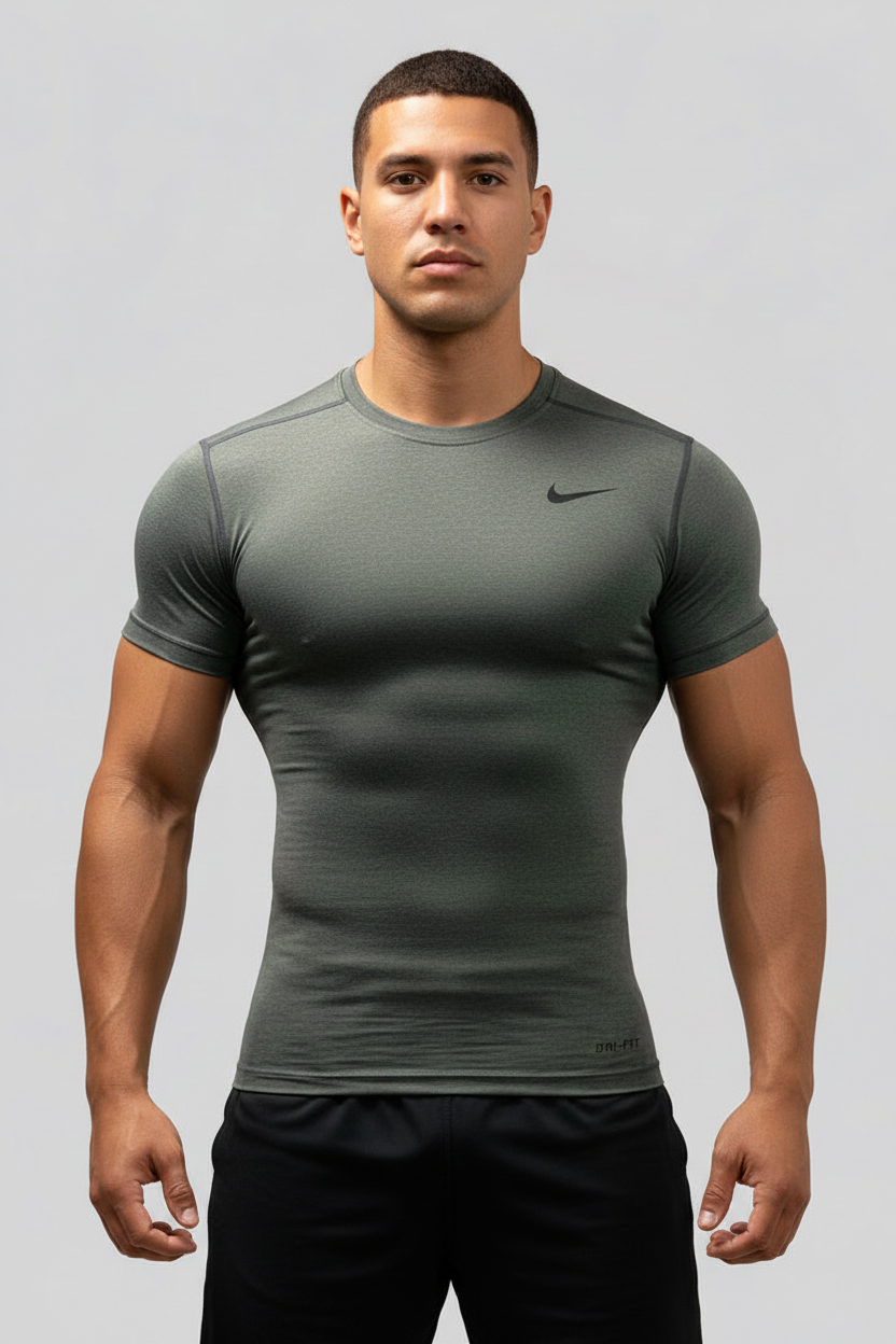 Camiseta de compresión Nike ✔️ color gris oscuro y logo en negro Talla L