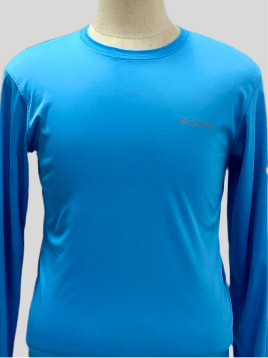 Camiseta cuello redondo Columbia 🔷 color azul manga larga Talla S