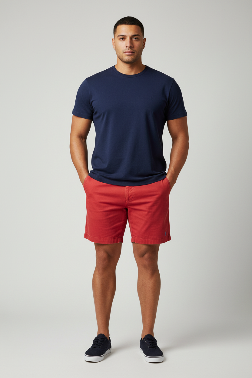 Short Casual Polo Ralph Lauren🏇 color rojo magenta Talla XL Entalle Clásico