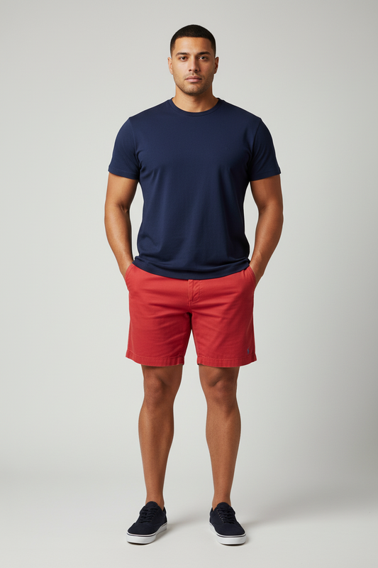 Short Casual Polo Ralph Lauren🏇 color rojo magenta Talla XL Entalle Clásico