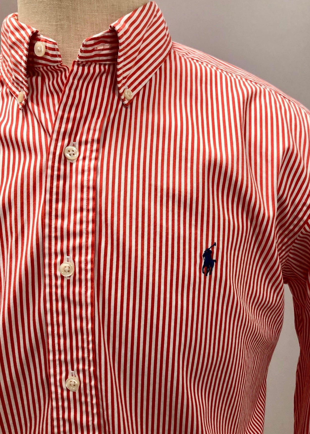 Camisa de botones Polo Ralph Lauren 🏇🏼 de rayas en color naranja y blanco Talla L Entalle Clásico