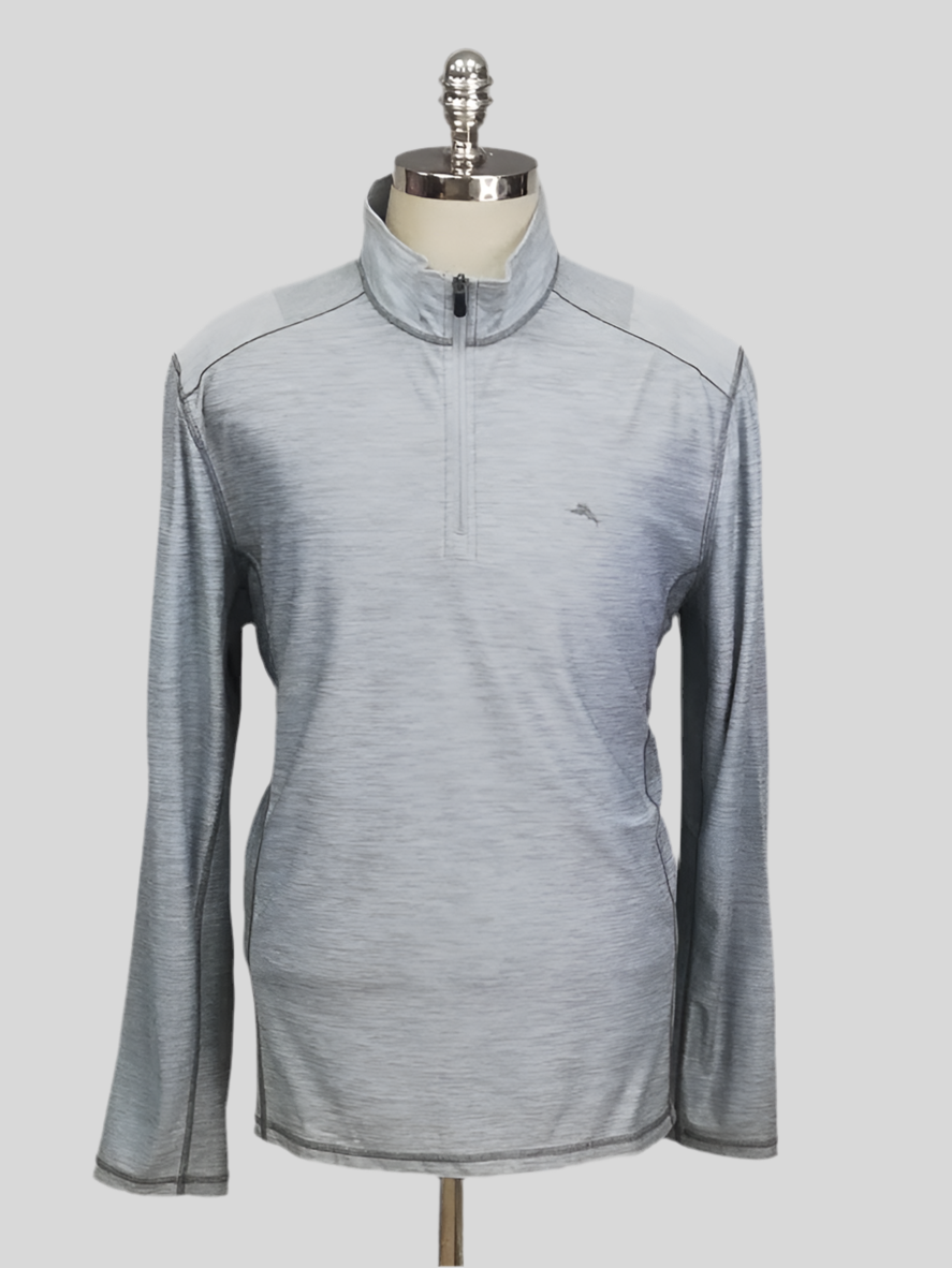 Sueter Jersey Tommy Bahama color gris con logo en color gris claro Talla L (ver descripción)