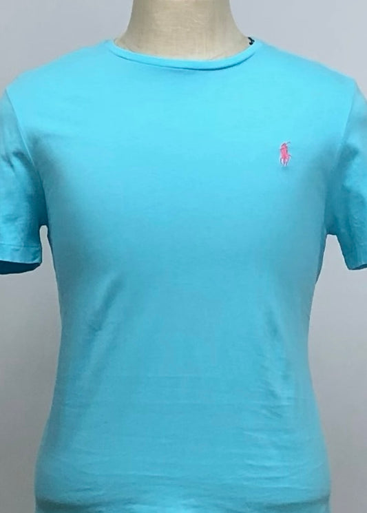 Camiseta cuello Redondo Polo Ralph Lauren 🏇🏼 color turquesa manga corta Talla M Entalle Custom Fit (ver descripción)